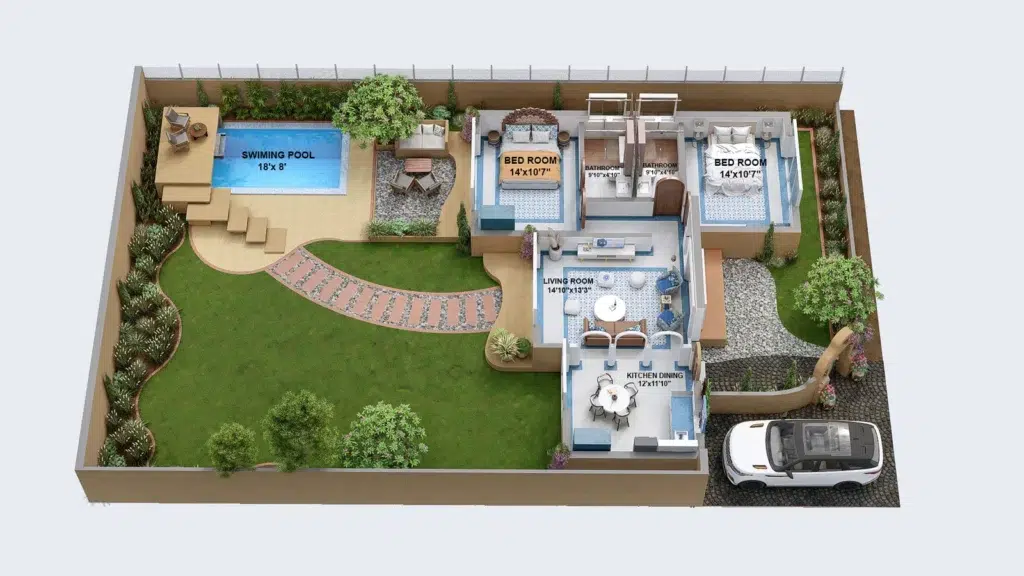 3d Landscape plan garden design idea site plan 1000 sq ft home company services studio rendering architectural Ludhiana