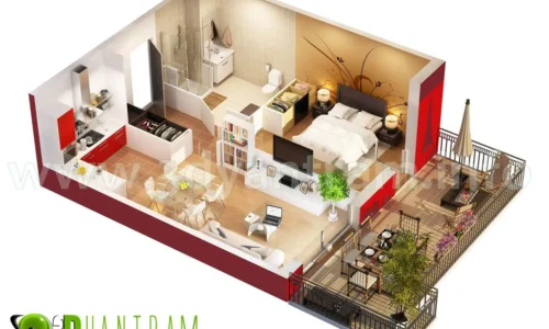 architectural rendering studio services design view Idea company firms agency floor plan 1bhk home 500 sq ft jaipur rajeshtan