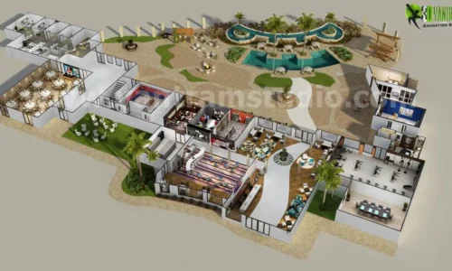 3d resort site plan layout design floor plan architectural rendering studio services Jamnagar Surat Ludhiana