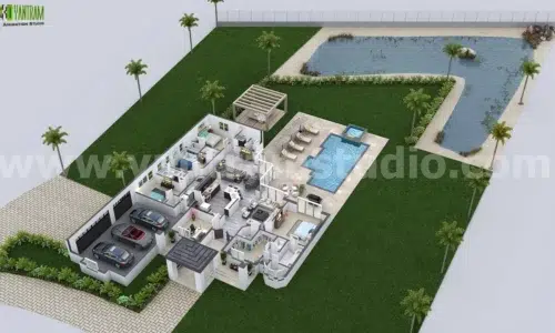 site View open 3d floor plan design ideas architectural rendering studio agency Surat