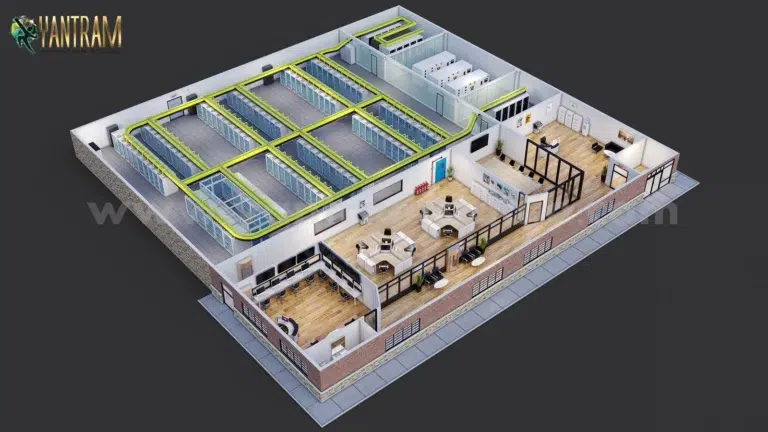 Commercial Data Storage Room 3D virtual floor Plan design Architectural visualisation studio Surat