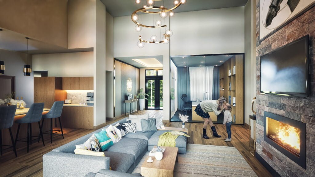 architectural company firms agency visualization animation studio services design rendering interior modern living room Mumbai Maharashtra