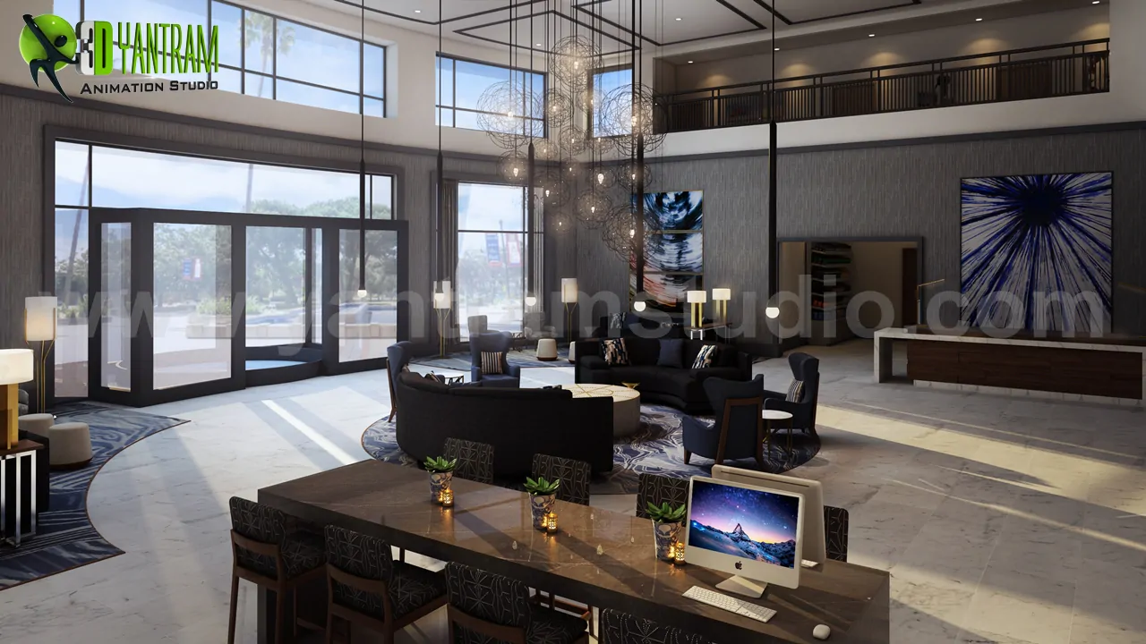 Harmonious Haven A Breathtaking 3D Interior Visualization of a Serene Living Room india