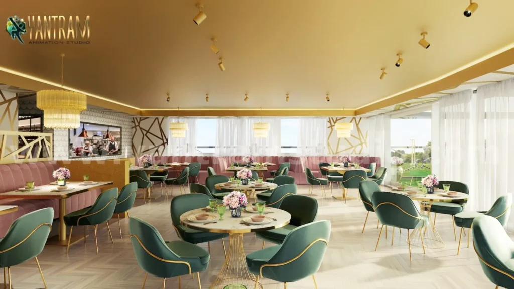 Interior Resturant Rendering 3D interior design studio Pune India​