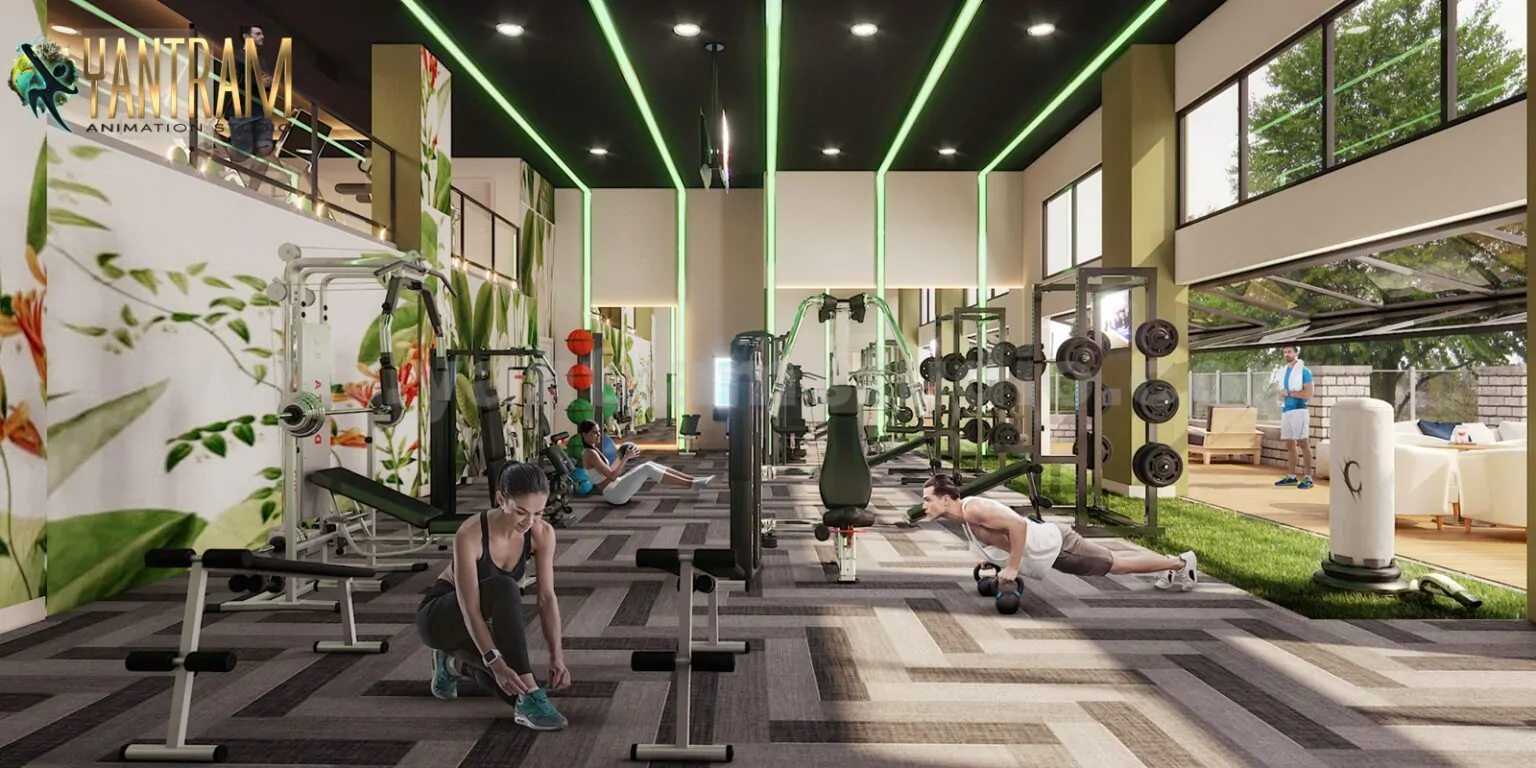 Modern Fitness Hub 3D Interior Design Firm by Architectural Visualisation Studio india