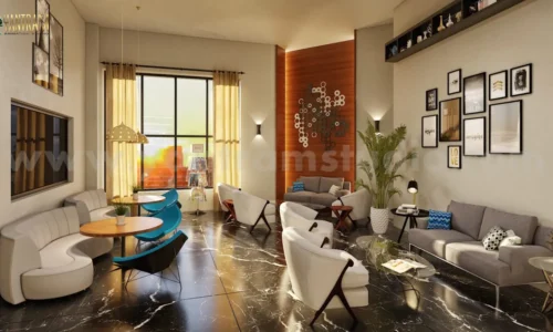 Restaurant lounge Waiting area concept of 3D Interior Design Firm by Architectural Visualisation Studio Mumbai india
