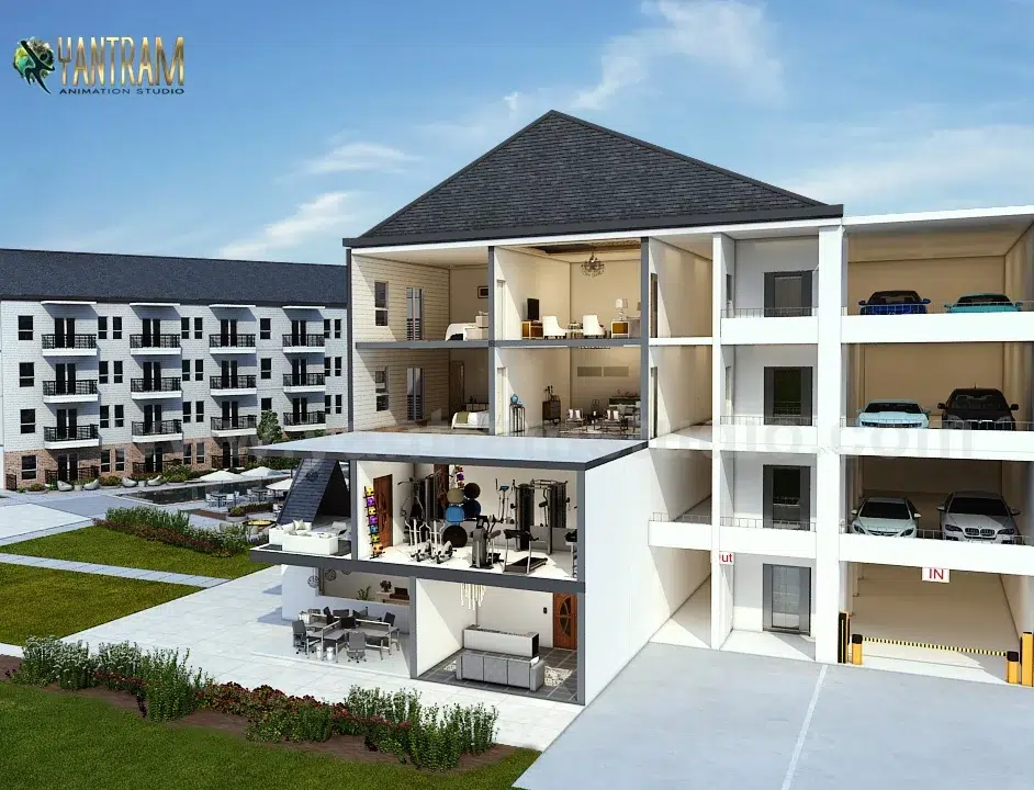 Side Cut Section Residential Apartment interior exterior design ideas architectural studio 4 floor Bengaluru