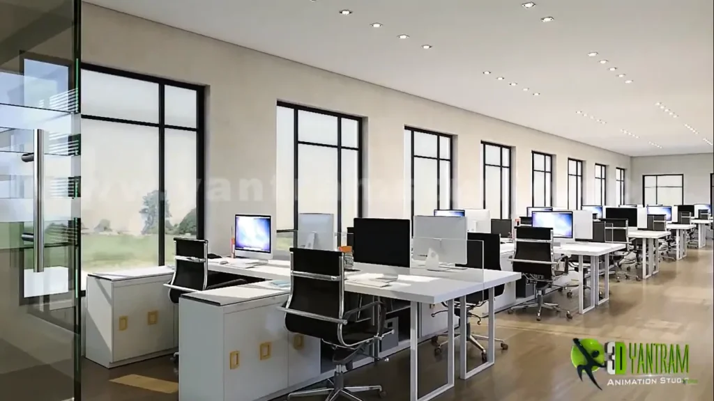 Stratford Office Interior View 3D interior design studio India​