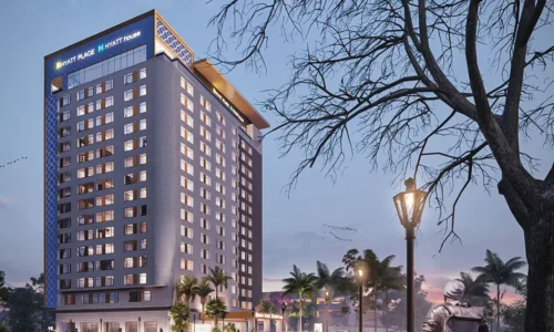 hotel resort High Rise Dusk View night exterior building design Ideas 3d architectural company services Surat Gujarat India