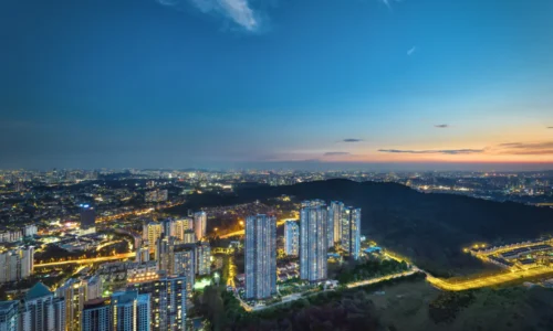 night view condominium apartment exterior Bird Arial landscape company companies firms architectural rendering studio animation visualization services india