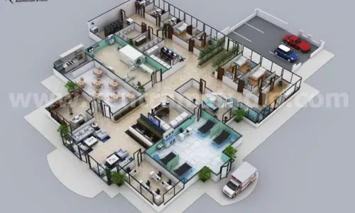 studio 3d hospital floor plan layout design architectural rendering services design firms Surat Pune