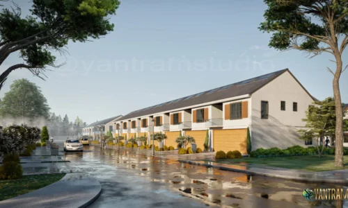 3d architectural visualization to two story back side india