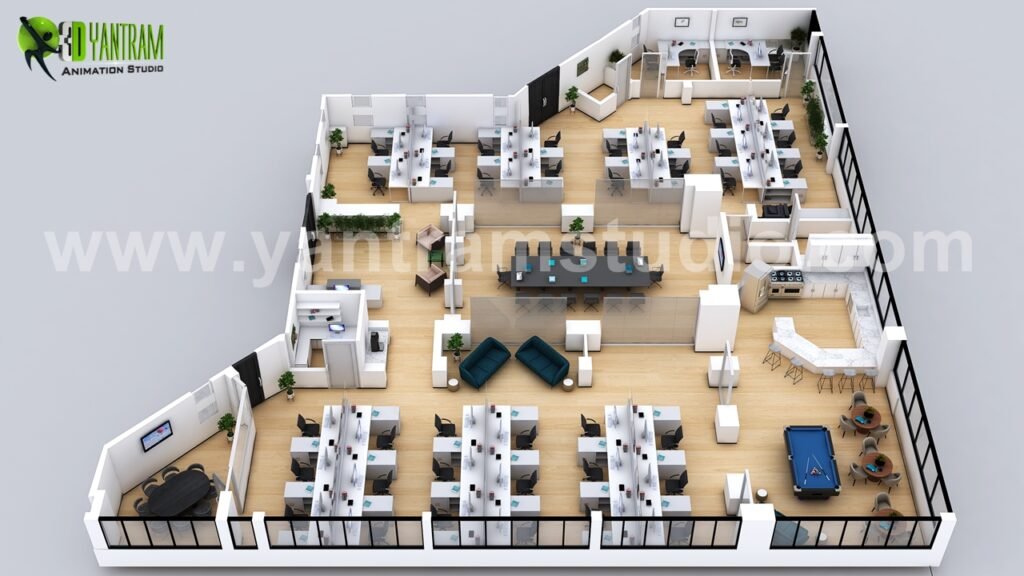 3d floor plan design of modern Office in Newark NewYork 2 1024x576