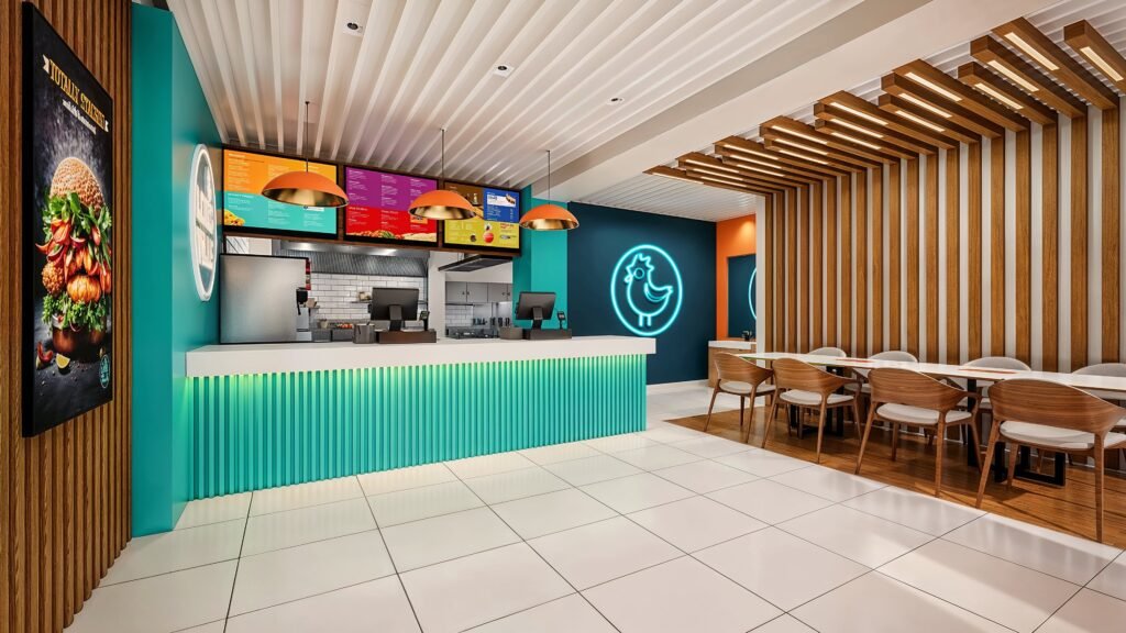Elevating Eateries 3D Interior Rendering Company Transforms Chicken Shop in Chennai