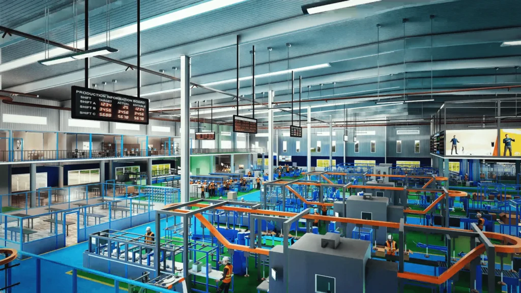 Interior design architectural machinery 3d factory Officeview rendering industrial services studio designers production company animation visualization india