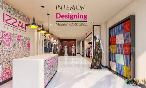 Modern Interior Designing Cloth Shop 3D Interior Modeling by Architectural and Design Services india