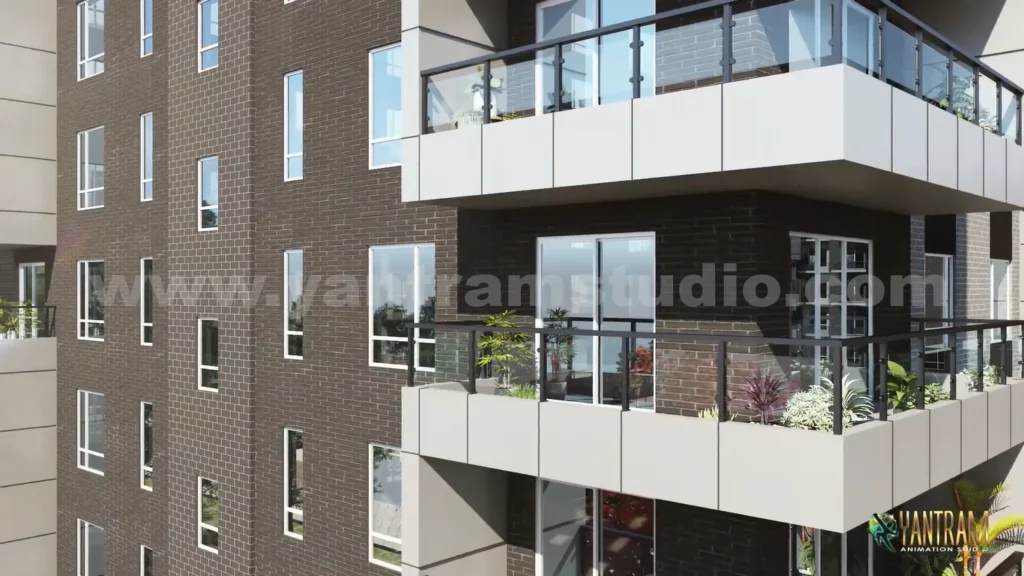 apartment balcony view by architectural presentation video.india