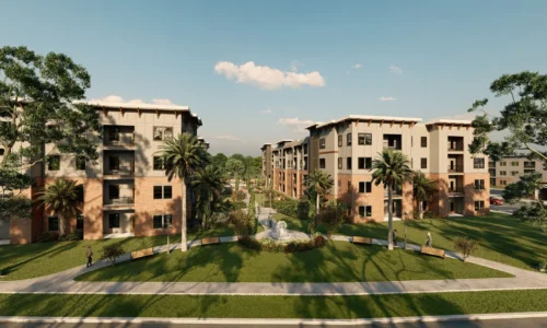 architectural rendering studio animation visualization services design Idea residential condominium apartment Garden parking exterior Perspective firms Facade balcony fountain india